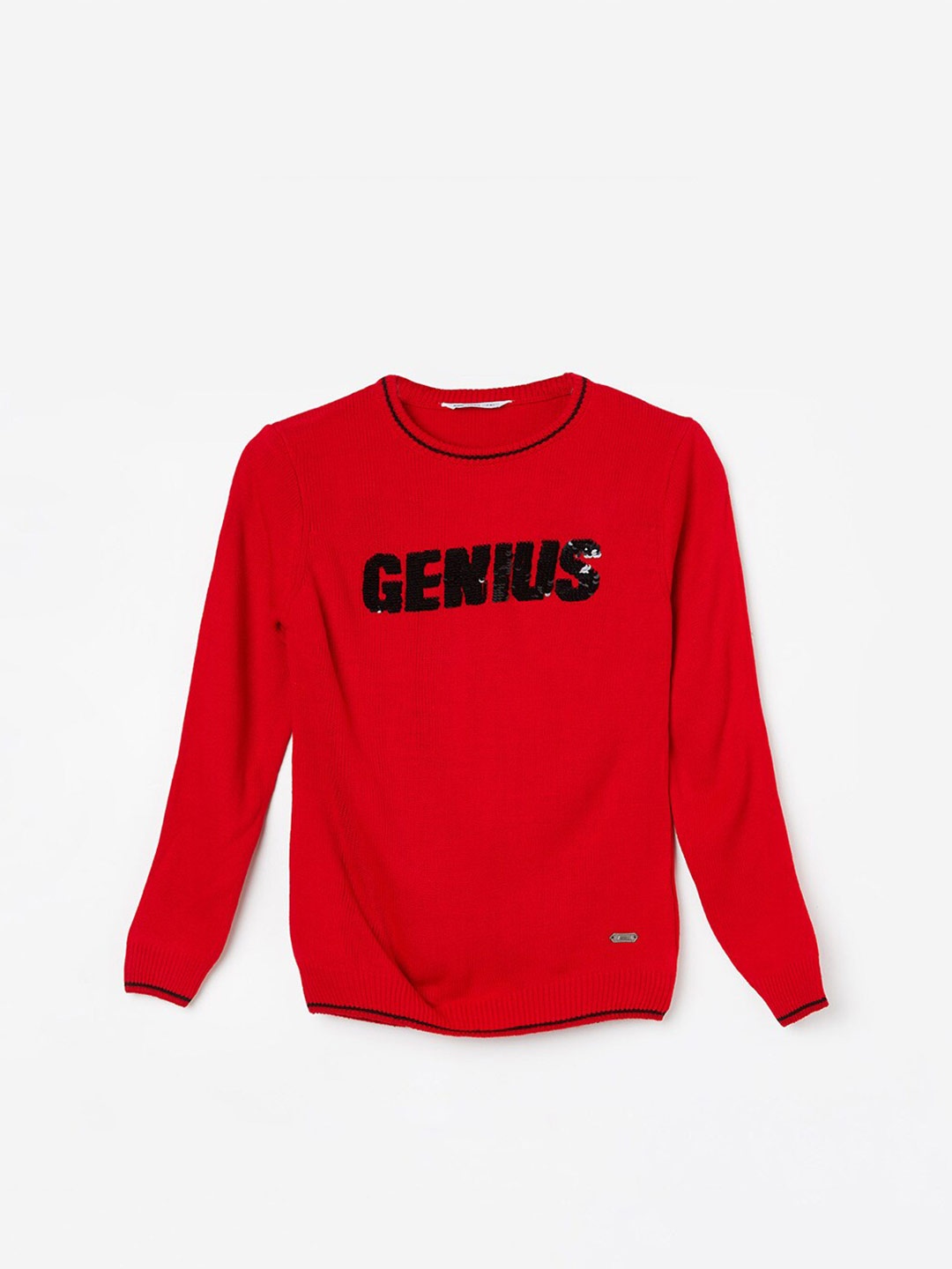 

Fame Forever by Lifestyle Boys Typography Embroidered Acrylic Pullover, Red