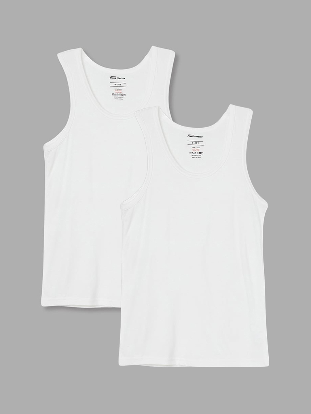 

Fame Forever by Lifestyle Boys Pack Of 2 Pure Cotton Basic Innerwear Vest 1000013074852-W, White