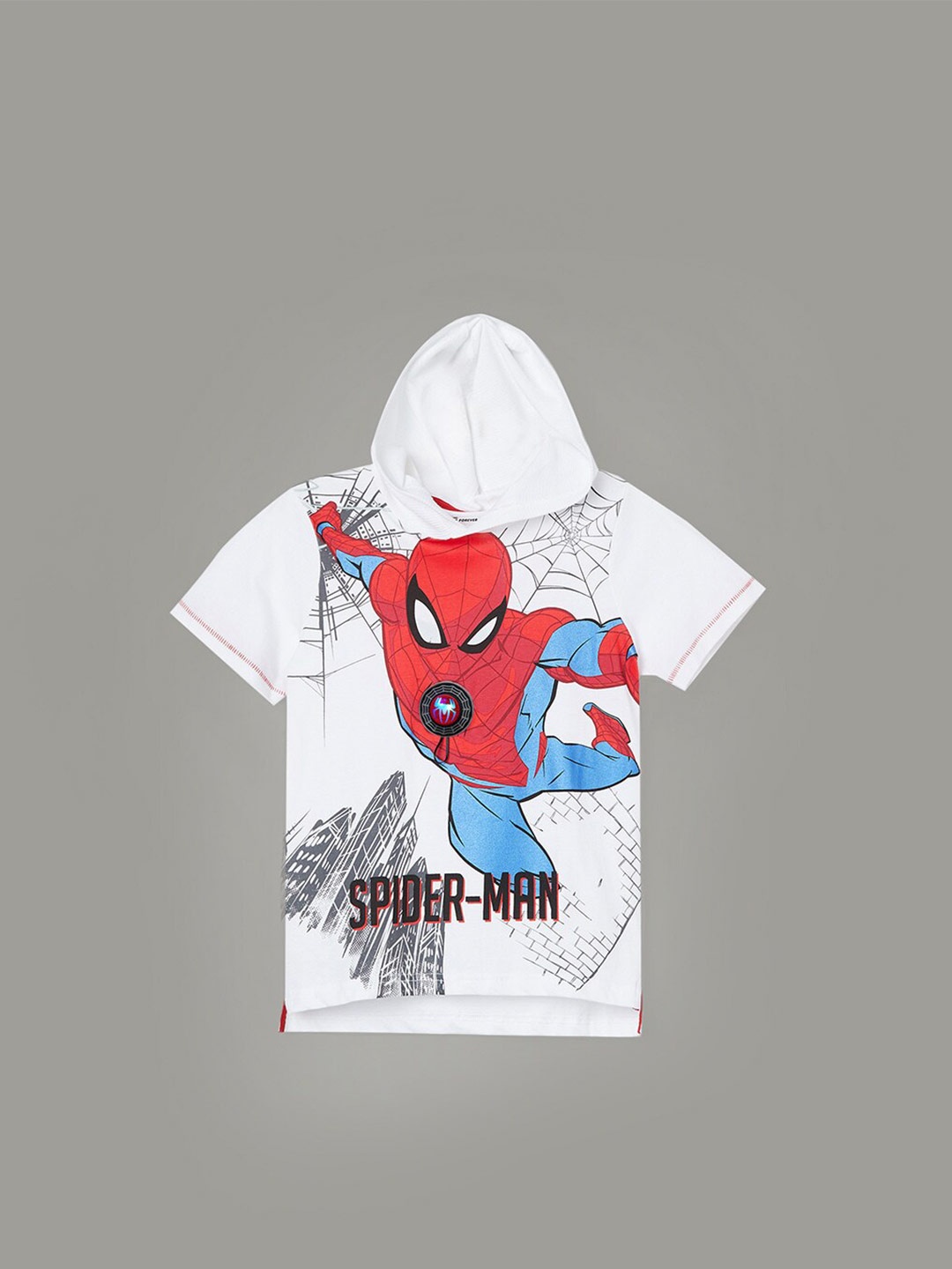 

Fame Forever by Lifestyle Boys Spider-Man Printed Hooded T-shirt, White