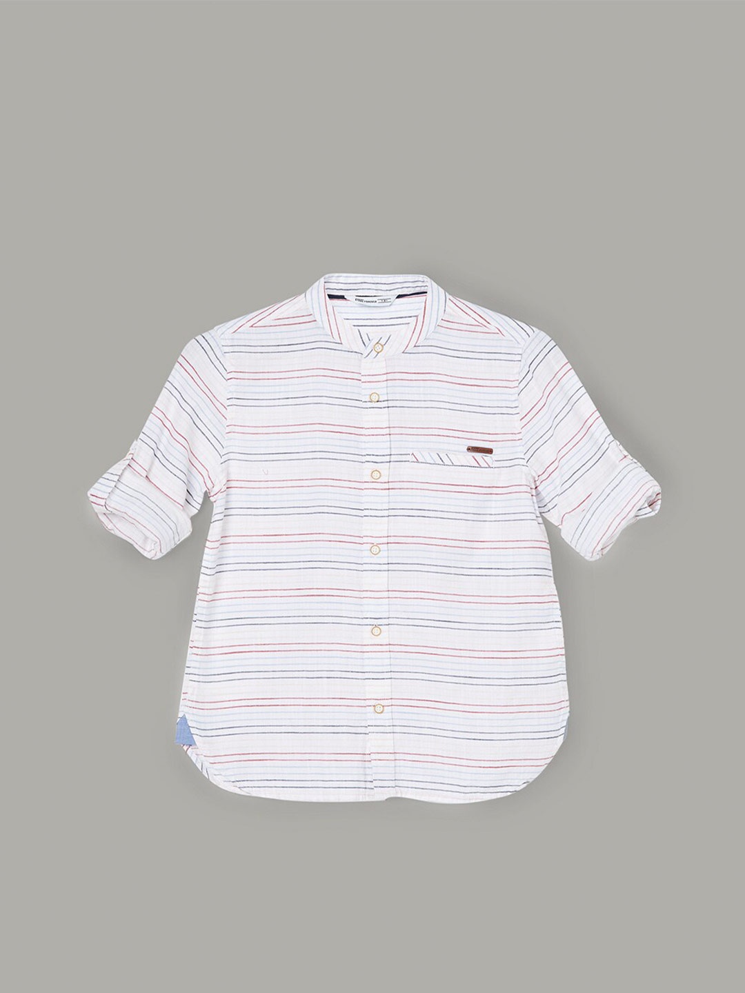

Fame Forever by Lifestyle Boys Striped Pure Cotton Casual Shirt, White