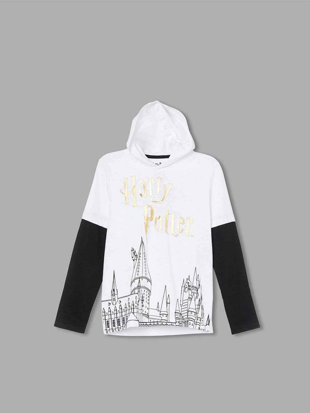 

Fame Forever by Lifestyle Boys Graphic Printed Hooded Pure Cotton T-Shirt, White