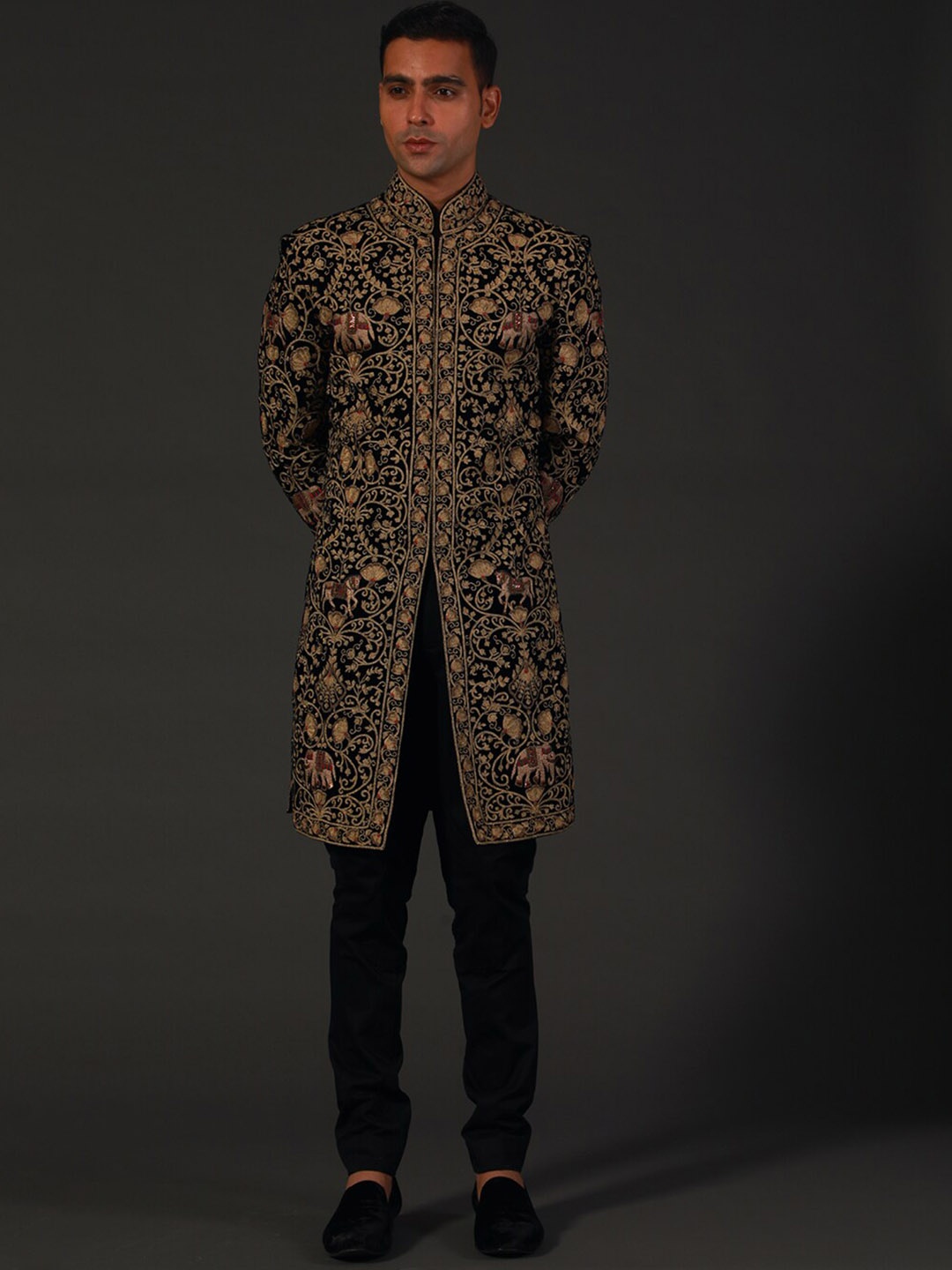 

Rohit Bal Embroidered Kurta & Churidar, Black