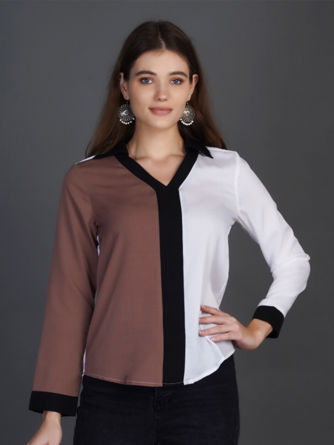 

Chemistry Colourblocked Classic Shirt, Brown