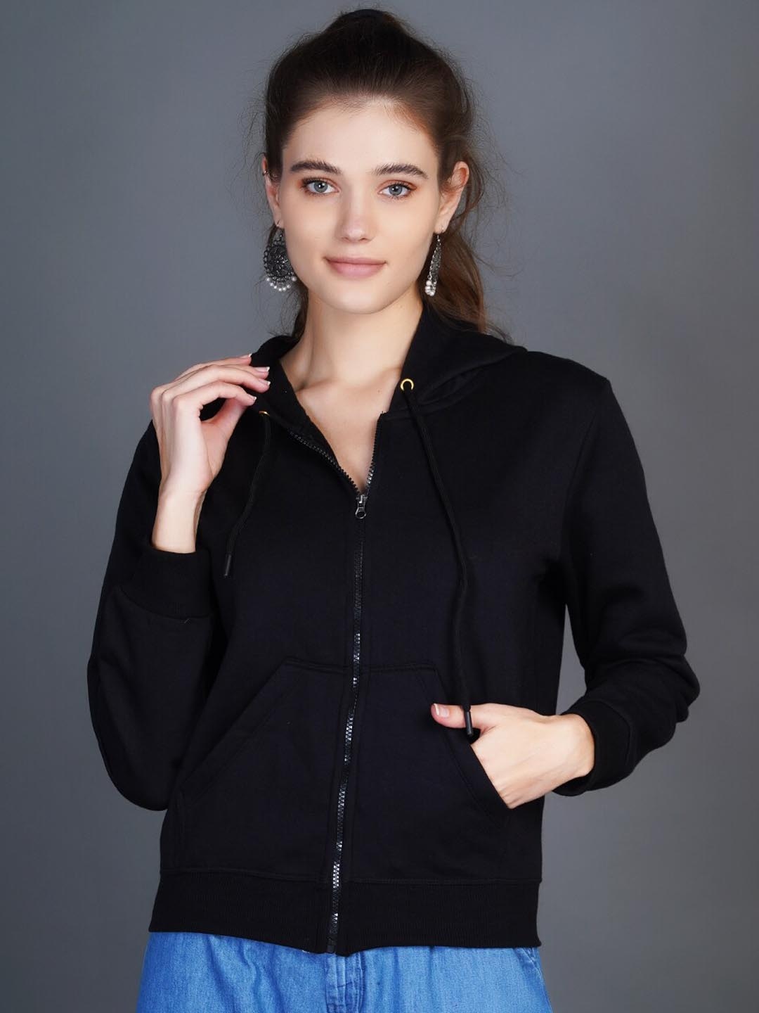 

Chemistry Hooded Fleece Front-Open Sweatshirt, Black