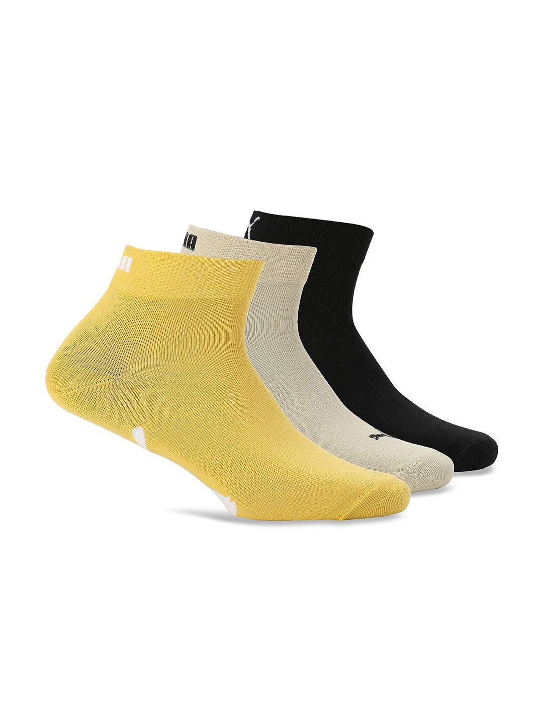 

Puma Lifestyle Unisex Quarter Pack of 3 Cotton Ankle-Length Socks, Yellow