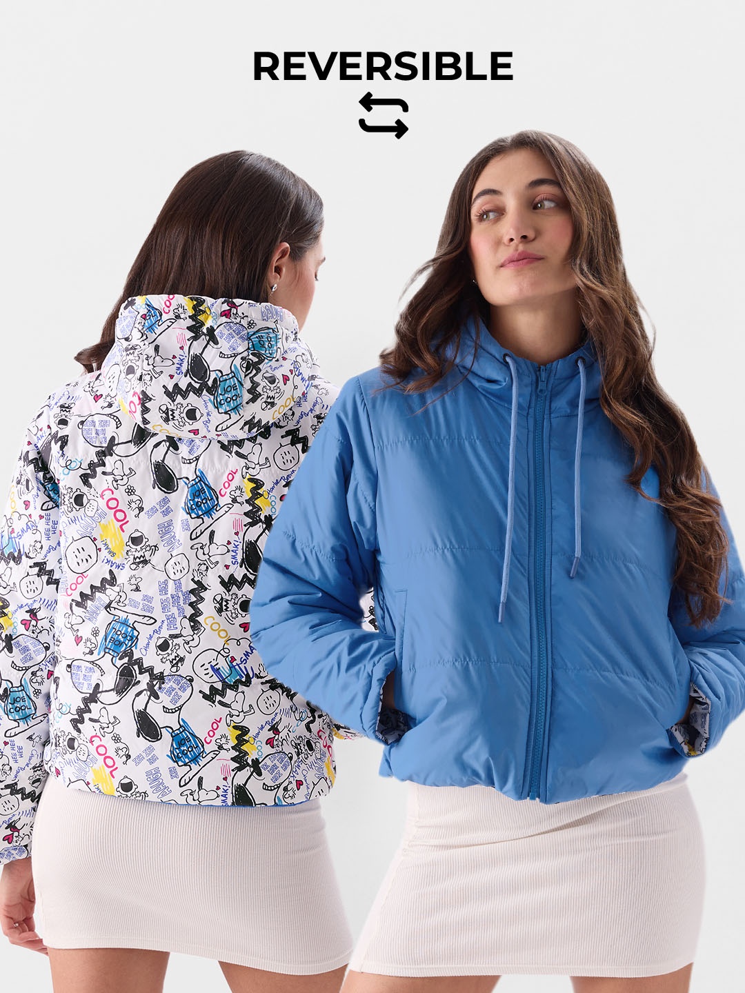 

The Souled Store Floral Printed Reversible Puffer Jacket, White