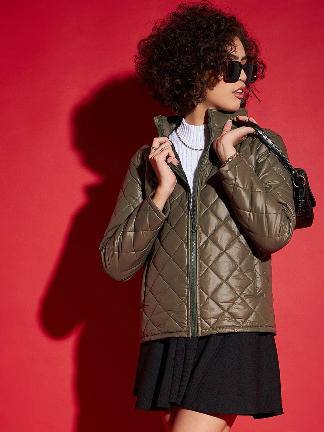 

SASSAFRAS Olive Green Hooded Quilted Jacket