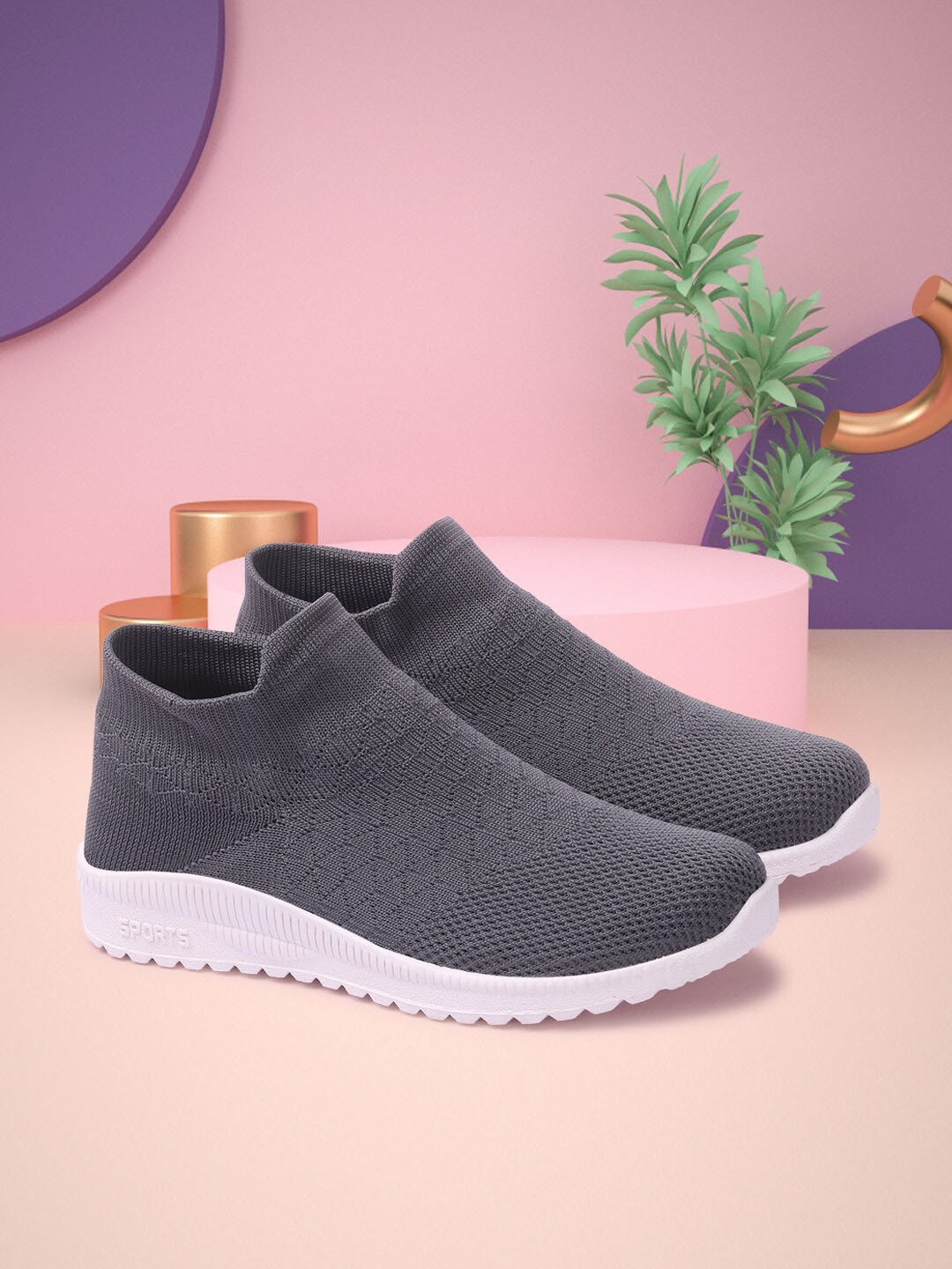 

The Roadster Lifestyle Co. Grey Slip On Running Shoes