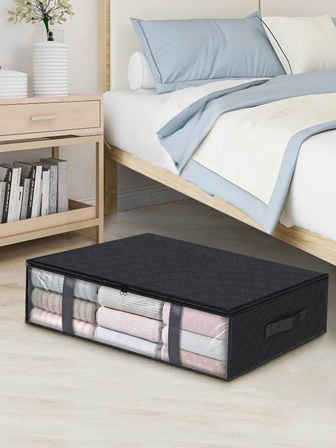 

Awestuffs Black & Transparent Foldable Super Strong Wardrobe Drawer Organiser