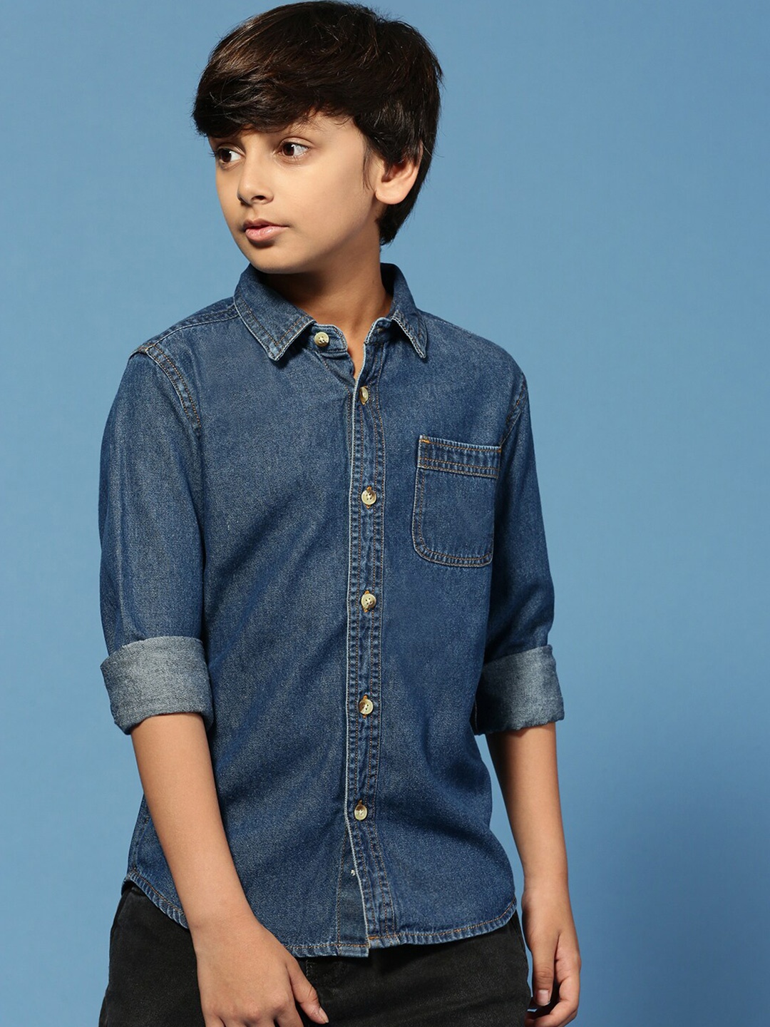 

PIPIN Boys Cotton Casual Shirt, Blue