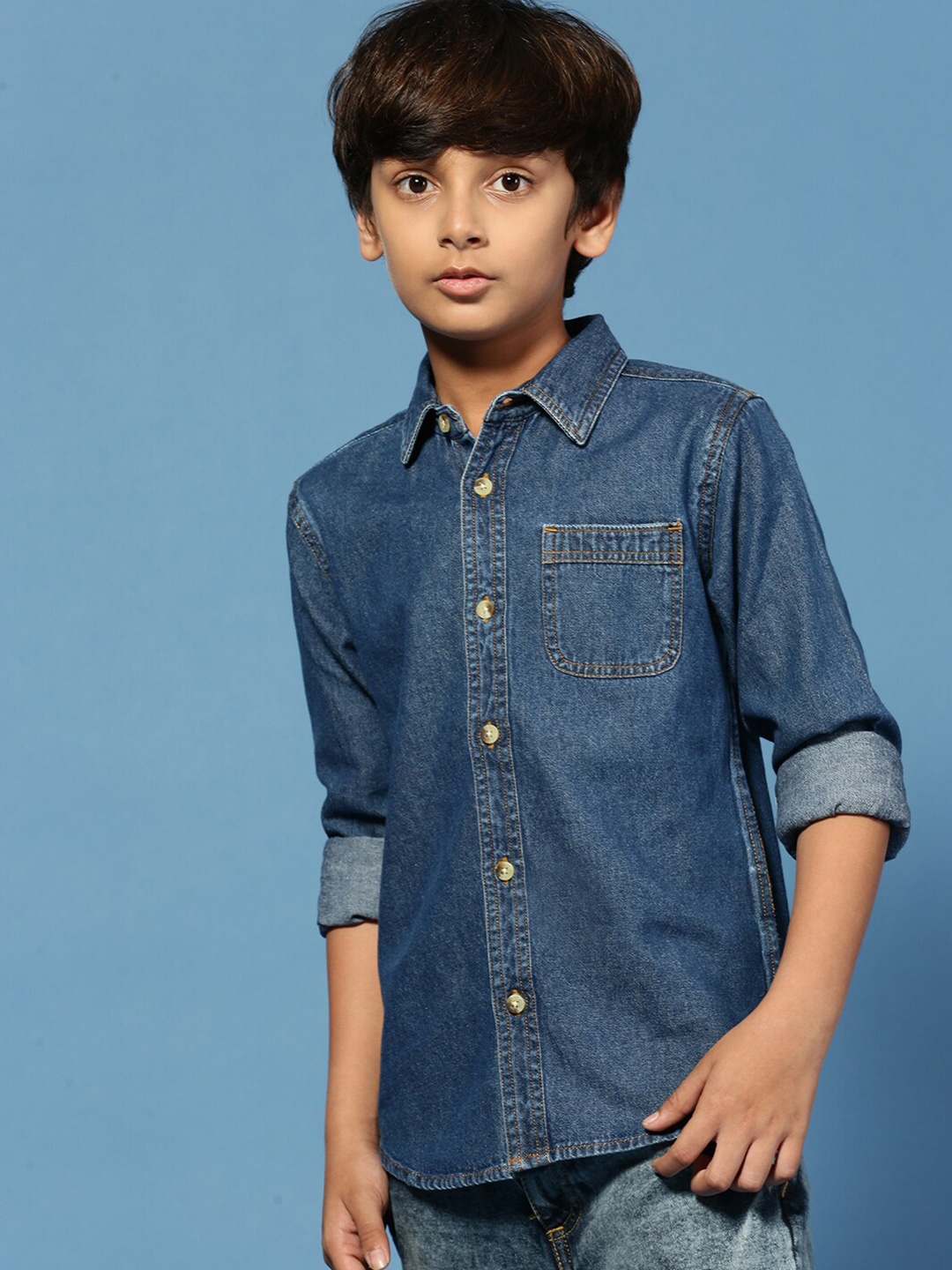 

PIPIN Boys Cotton Casual Shirt, Blue