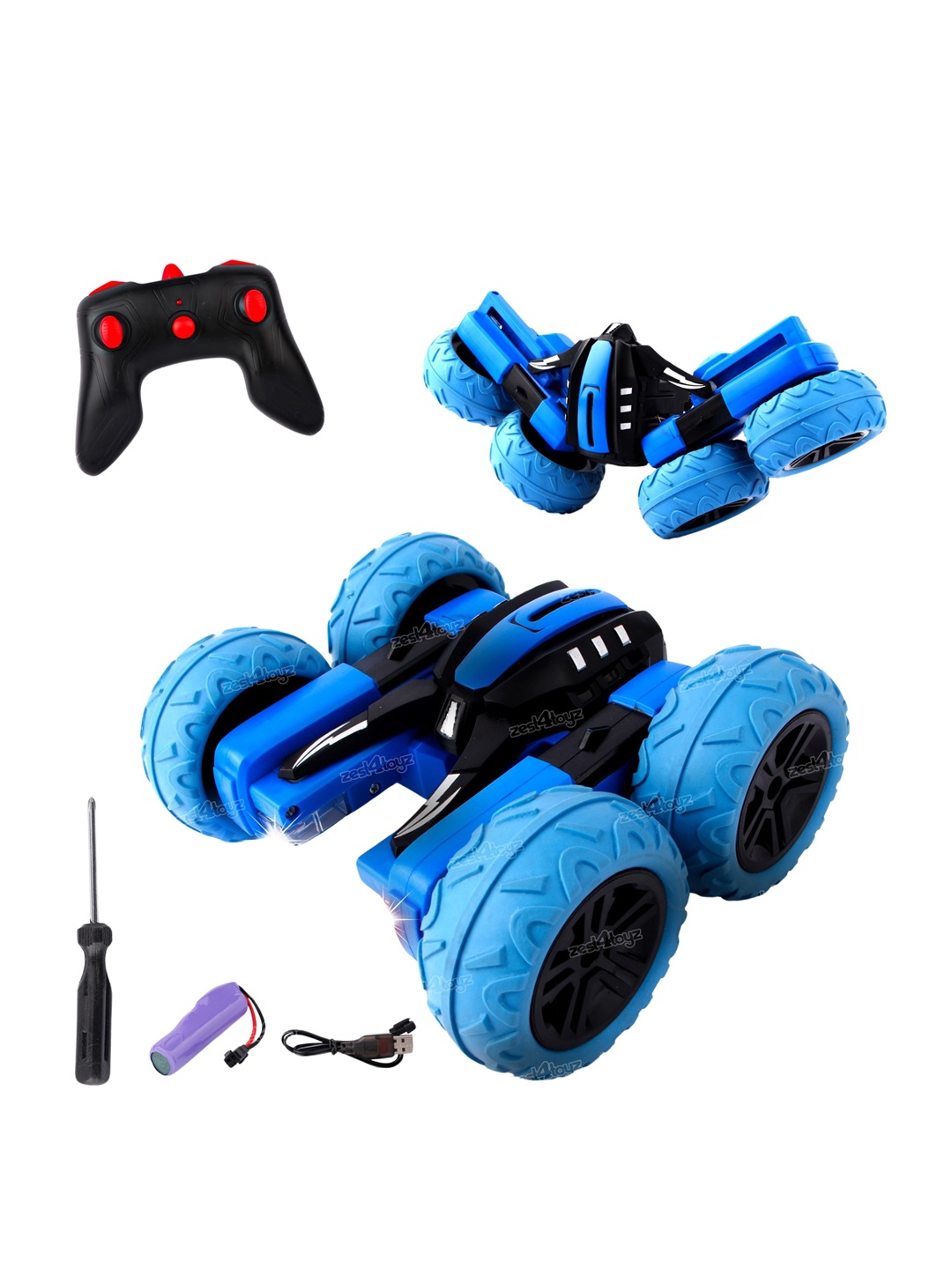 

zest 4 toyz Kids Remote Control Rechargeable Stunt Car, Blue