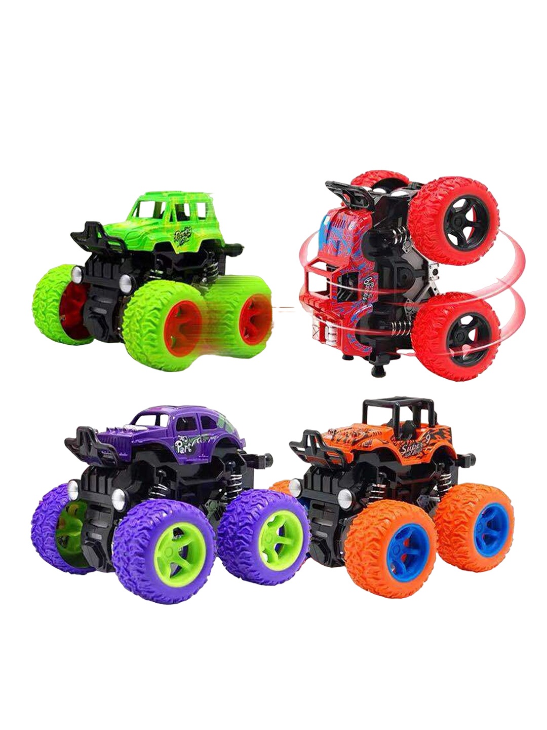 

zest 4 toyz Kids Set Of 4 Mini Monster Trucks Toy, Green