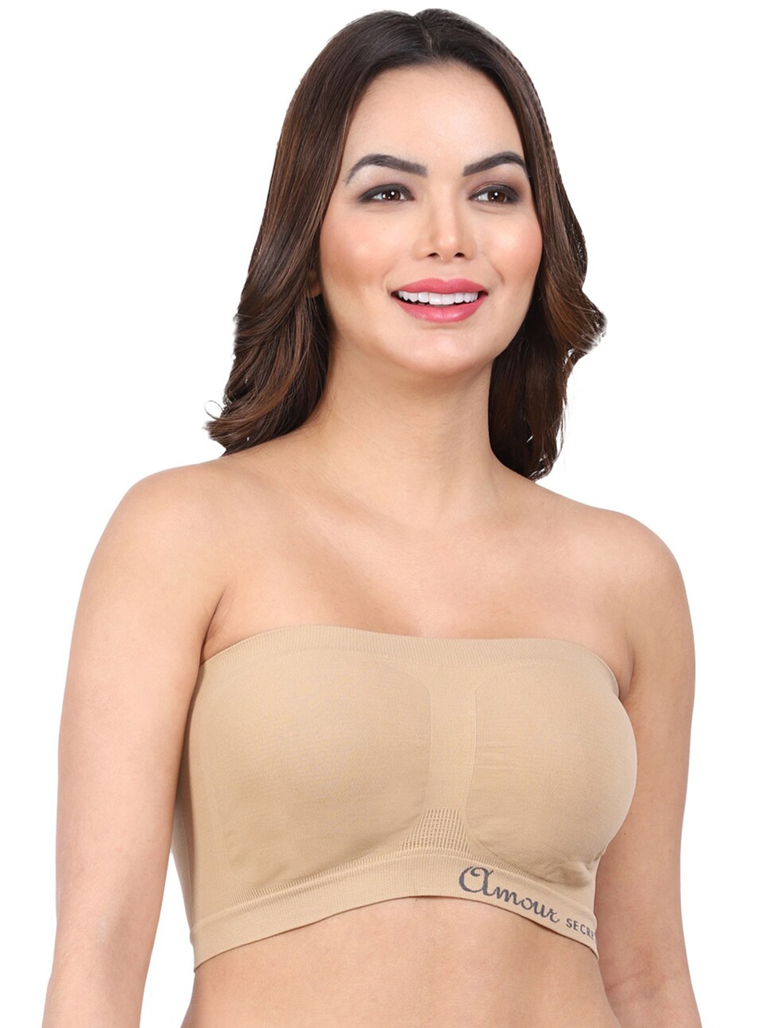 

Amour Secret Full Coverage Lightly Padded Bandeau Bra All Day Comfort, Nude