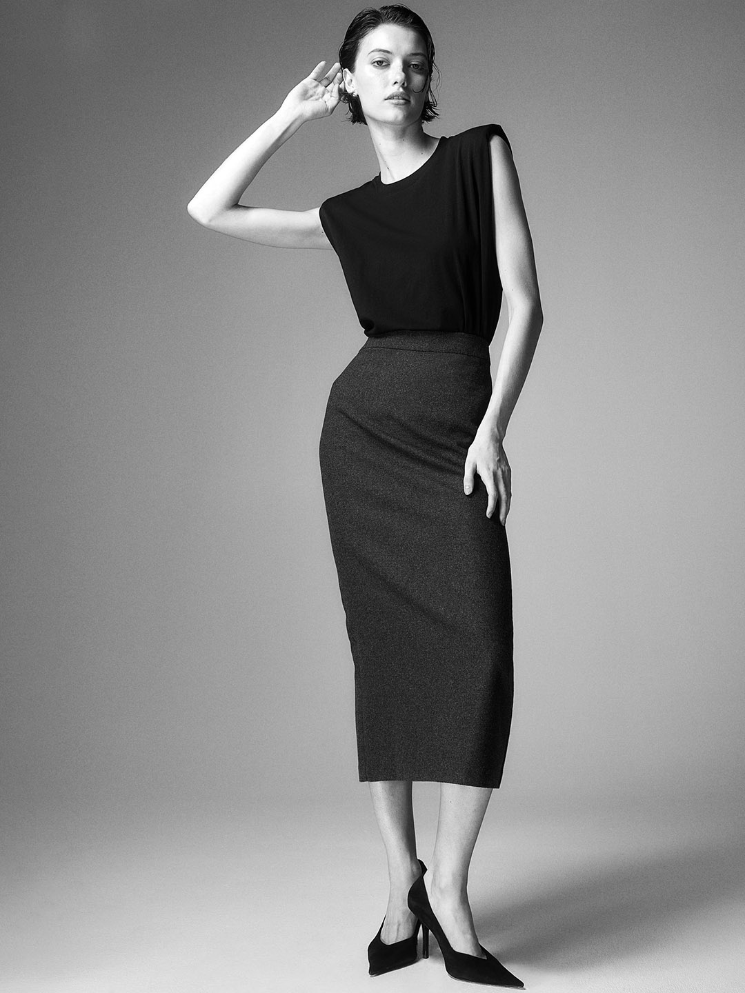 

H&M Column Skirt, Grey