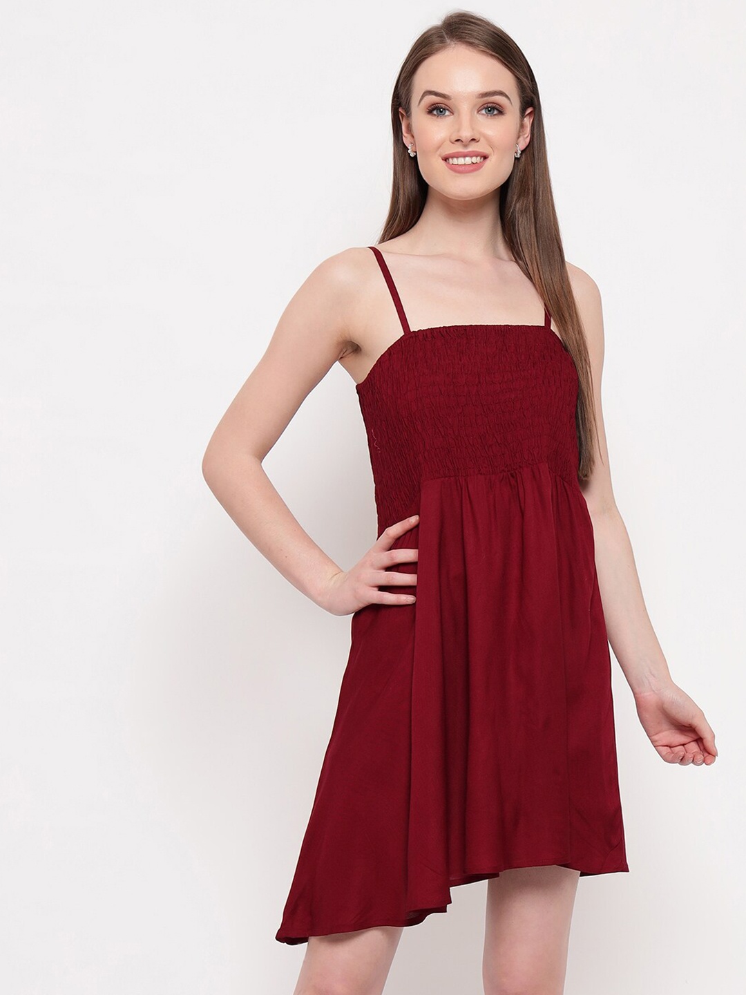 

BAESD Smocked A-Line Mini Dress, Maroon