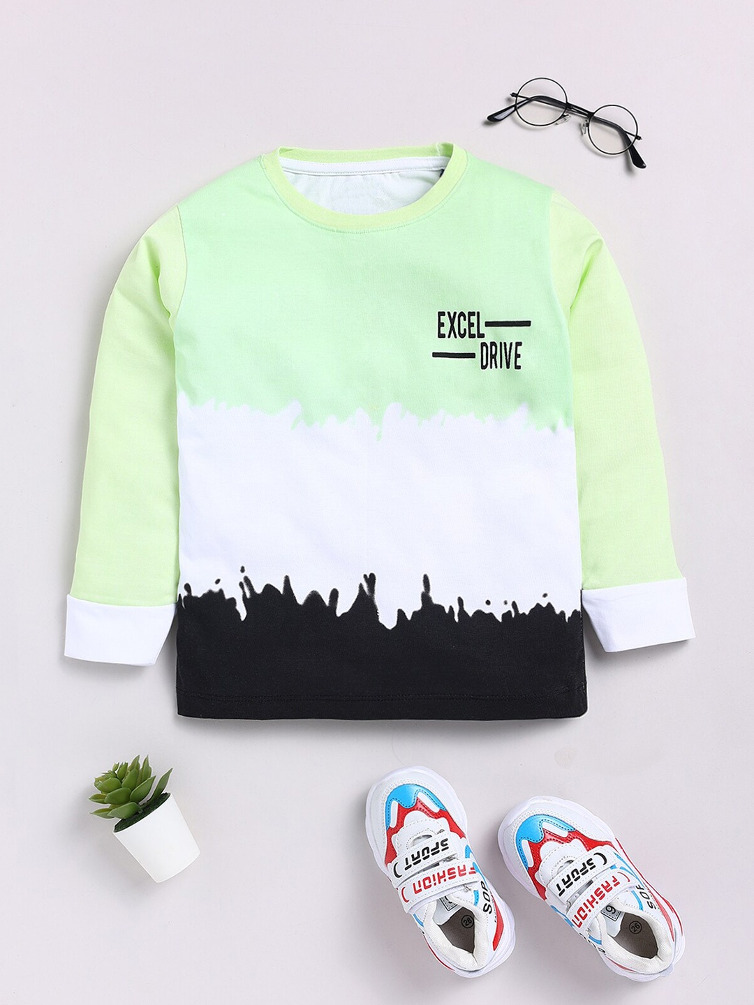 

BAESD Boys Colourblocked Cotton T-shirt, Green