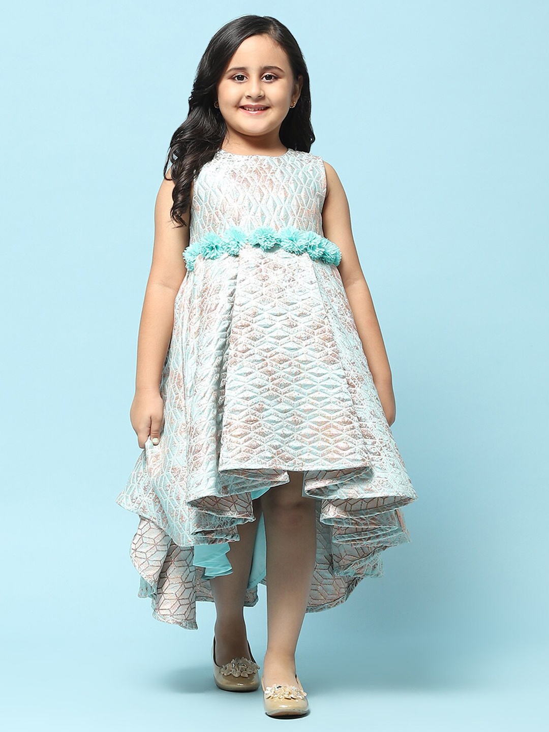 

Biba Girls Geometric Printed Corsage Fit & Flare Dress, Blue