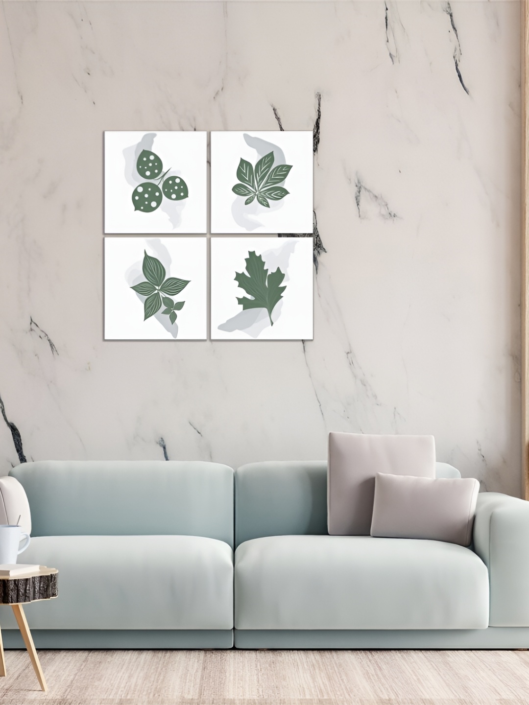 

CVANU White& Green 4-Pcs Floral& Botanical Canvas Wall Paintings