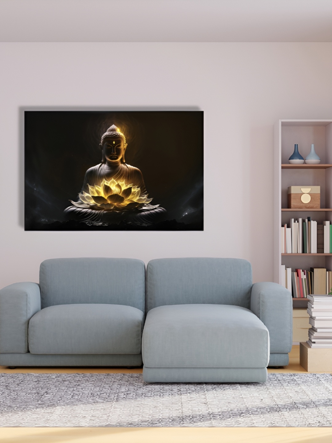 

CVANU Black & Gold Toned Canvas Religious Painting Wall Art