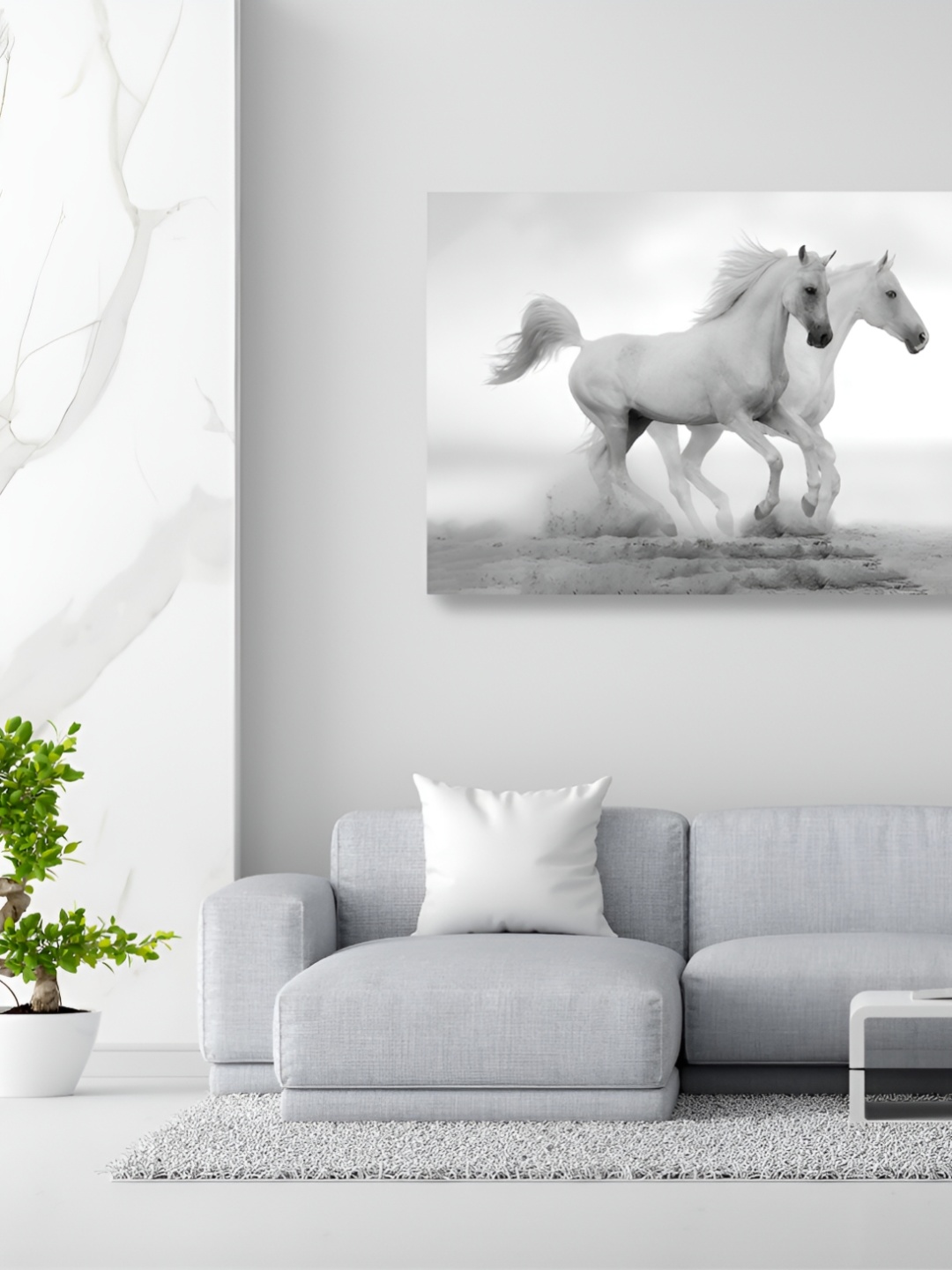 

CVANU White & Grey Canvas Animal Painting Wall Art