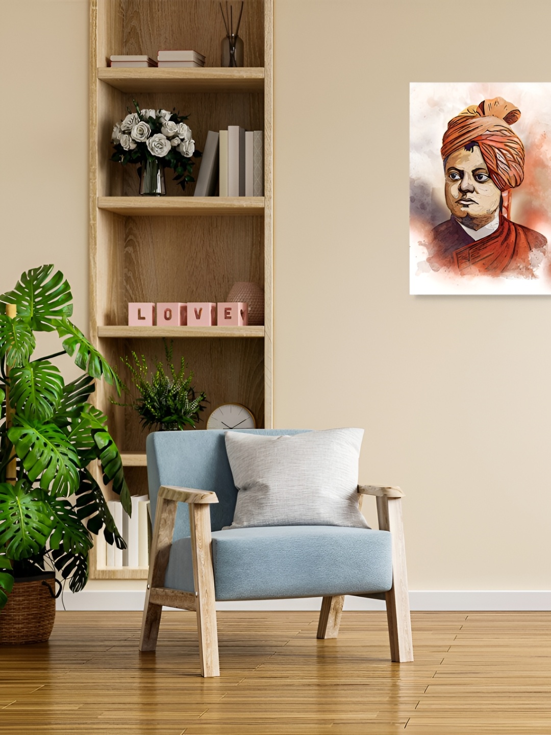 

CVANU Orange & Cream Canvas Human Painting Wall Art