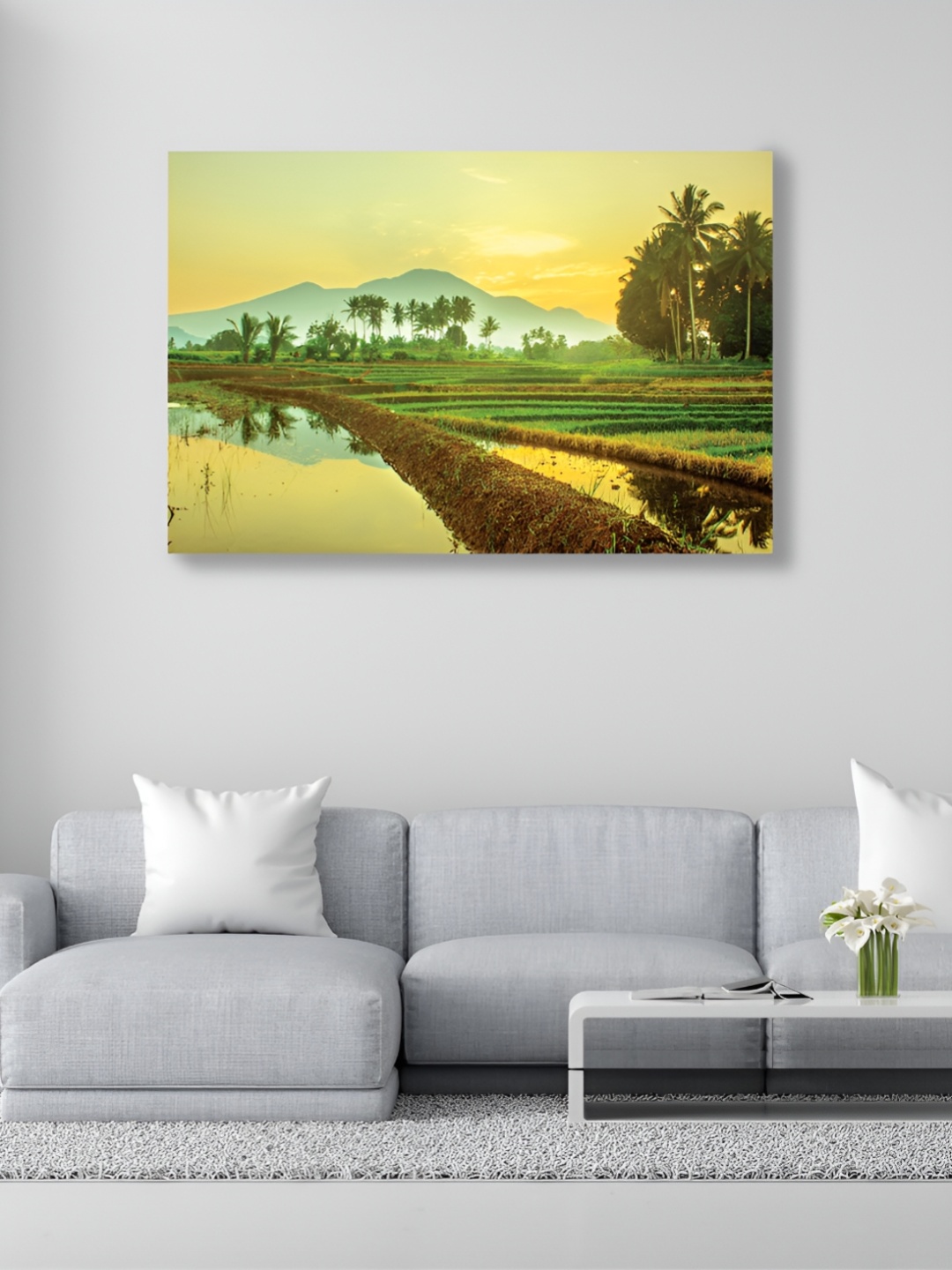 

CVANU Yellow & Green Canvas Nature Painting Wall Art