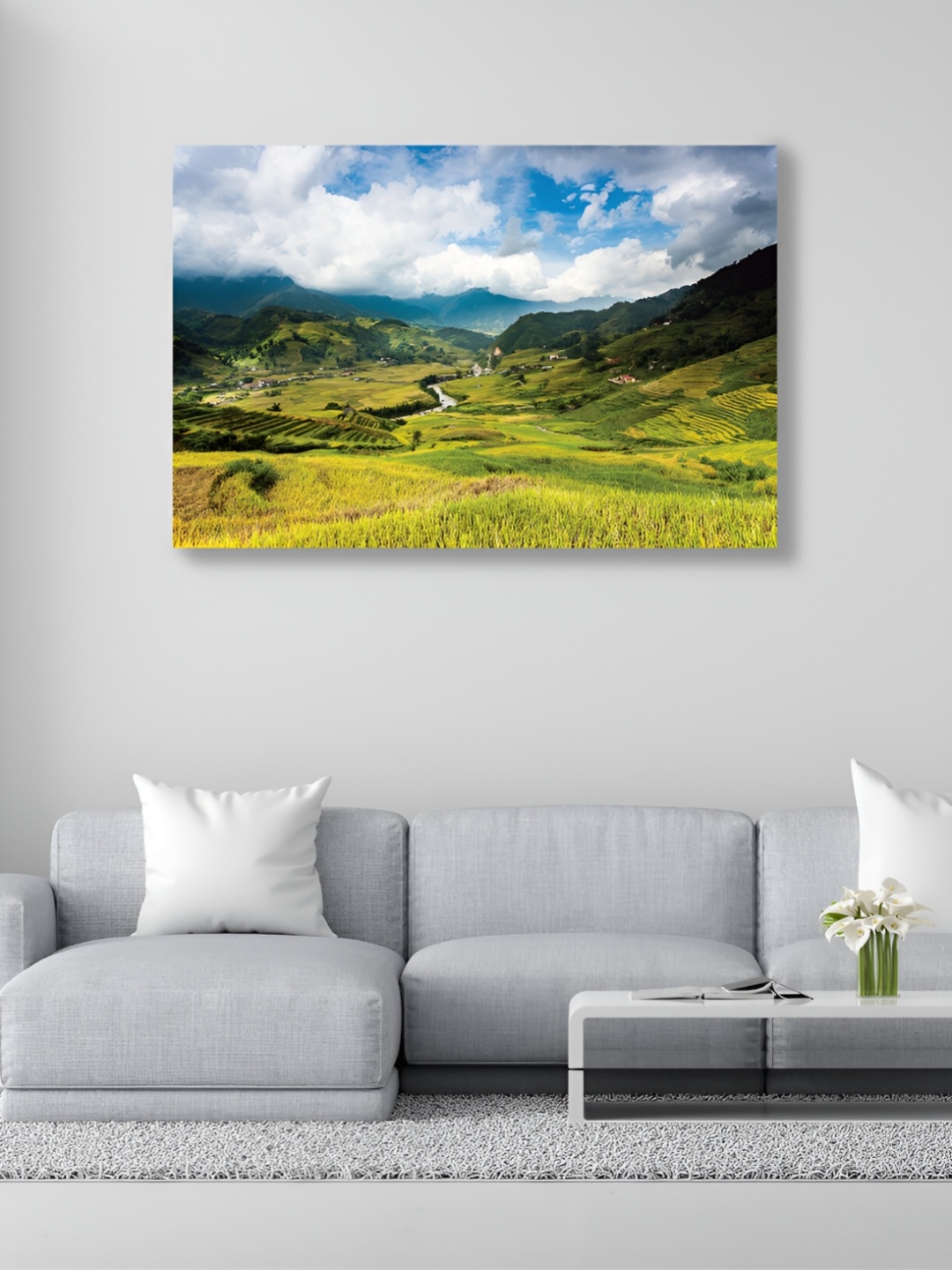 

CVANU Green & Blue Canvas Nature Painting Wall Art