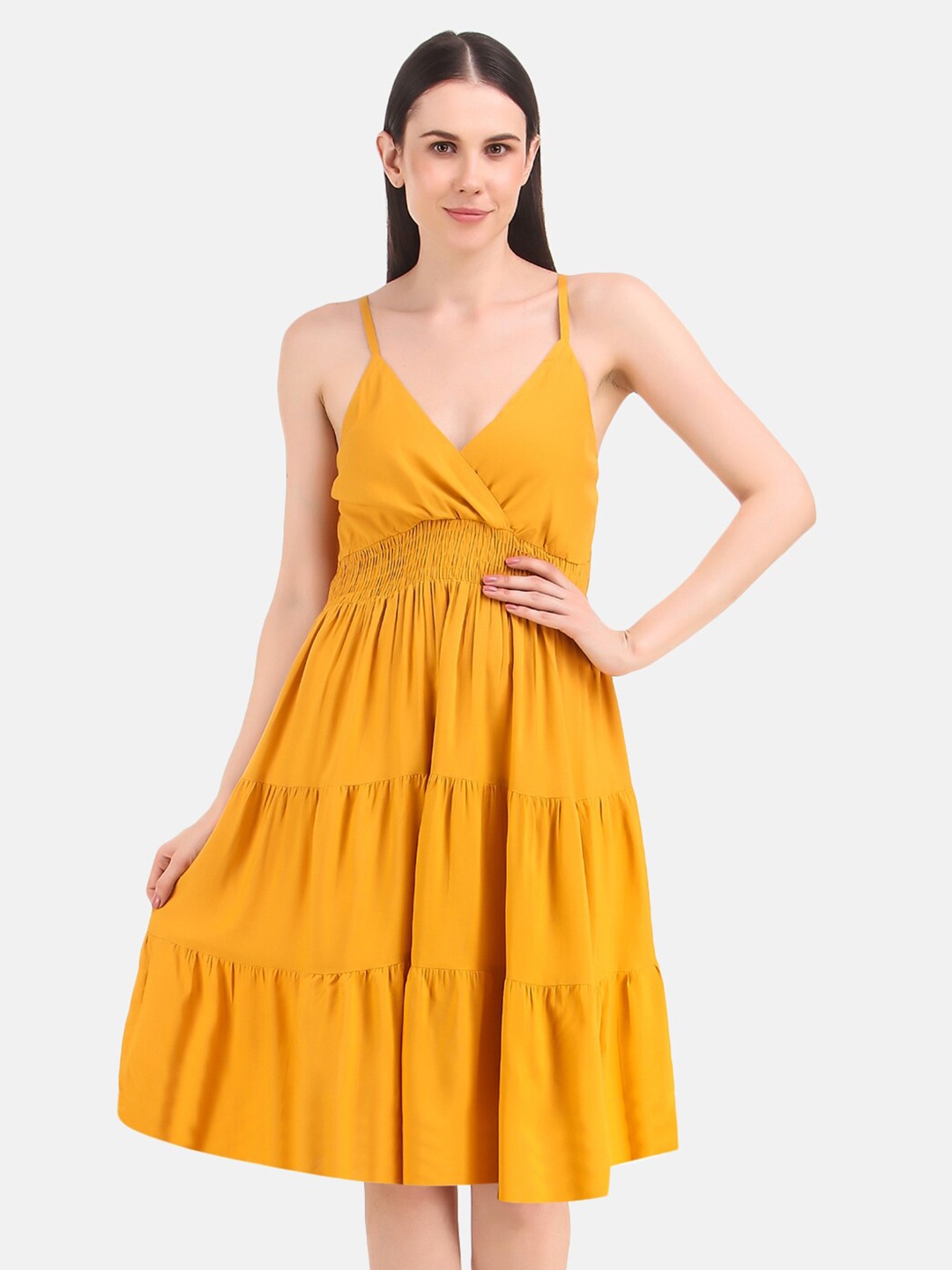 

BAESD Shoulder Straps Fit & Flare Dress, Mustard