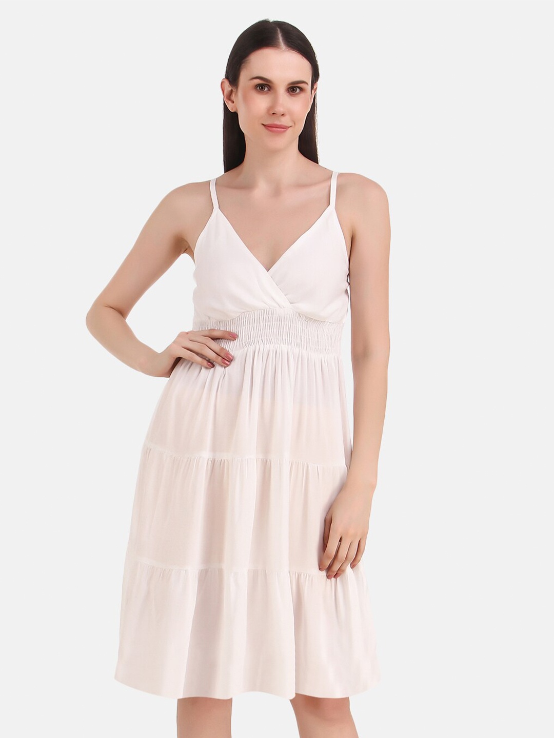 

BAESD Shoulder Straps Fit & Flare Dress, Off white