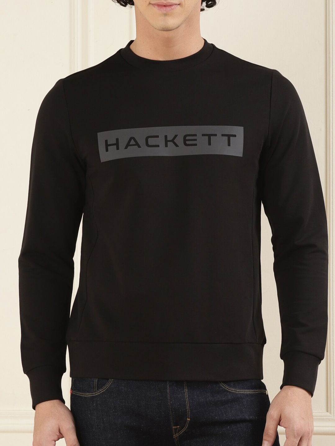 

HACKETT LONDON Typography Printed Cotton Sweatshirt, Black