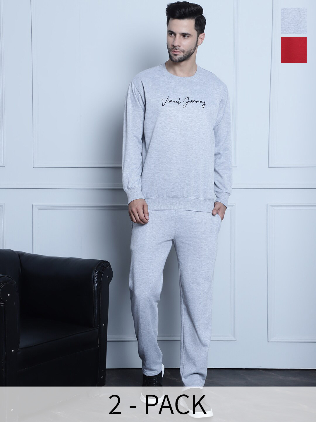 

VIMAL JONNEY Pack Of 2 Printed Tracksuits, Red