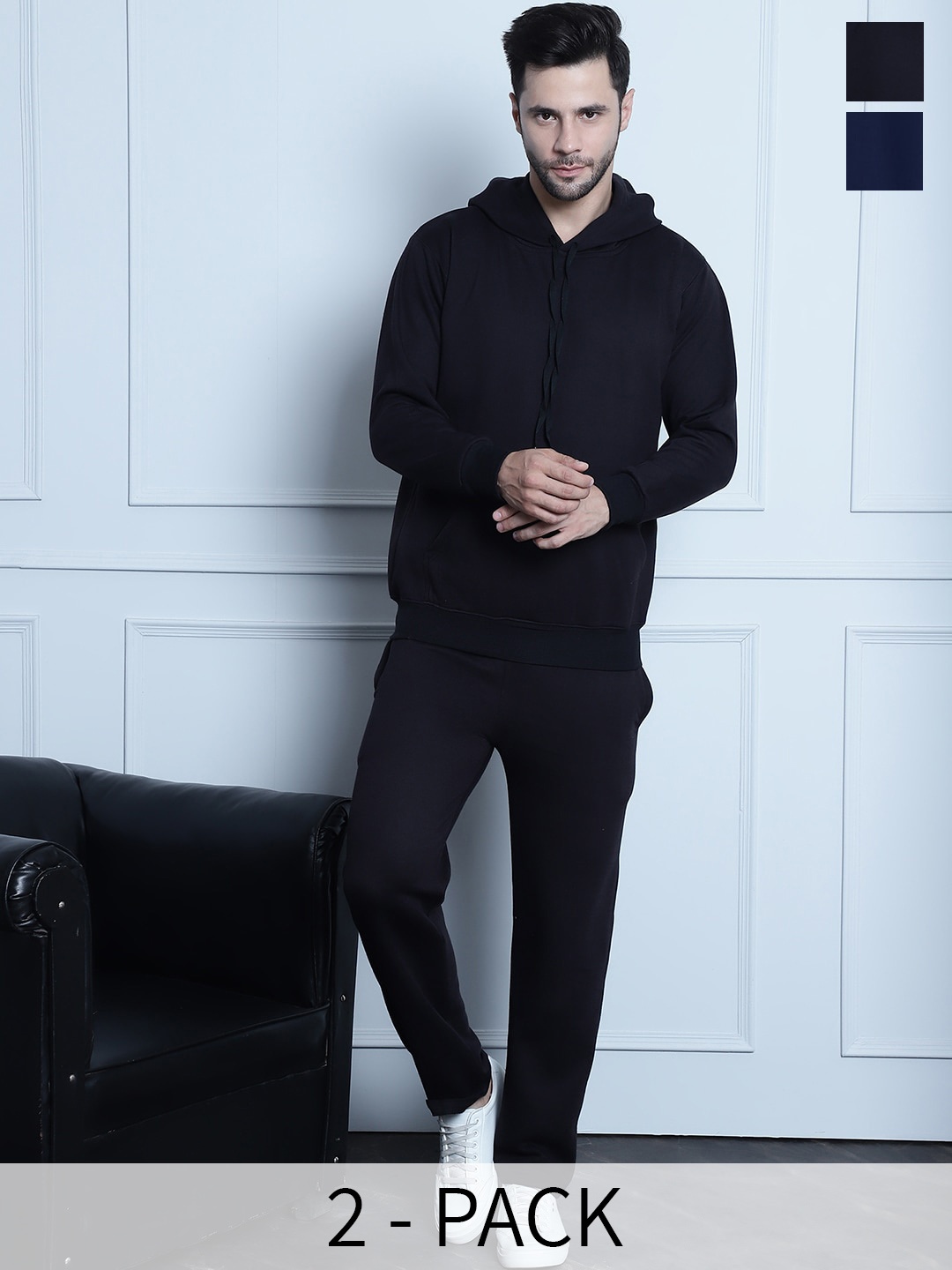 

VIMAL JONNEY Men Pack Of 2 Printed Tracksuits, Navy blue