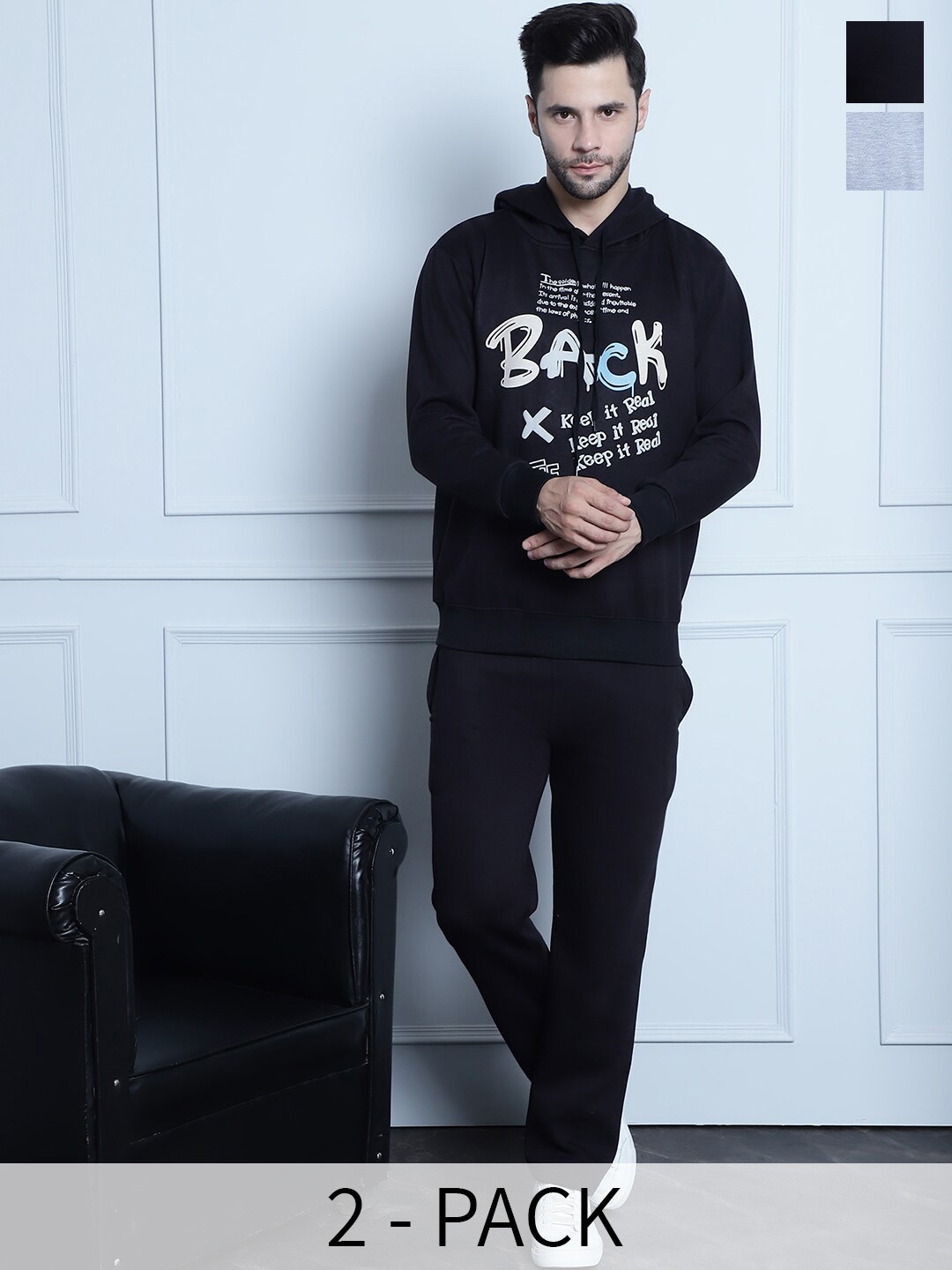 

VIMAL JONNEY Pack Of 2 Printed Tracksuits, Black