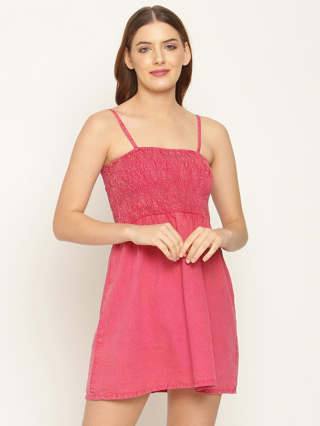 

BAESD Smocked A-Line Mini Dress, Pink