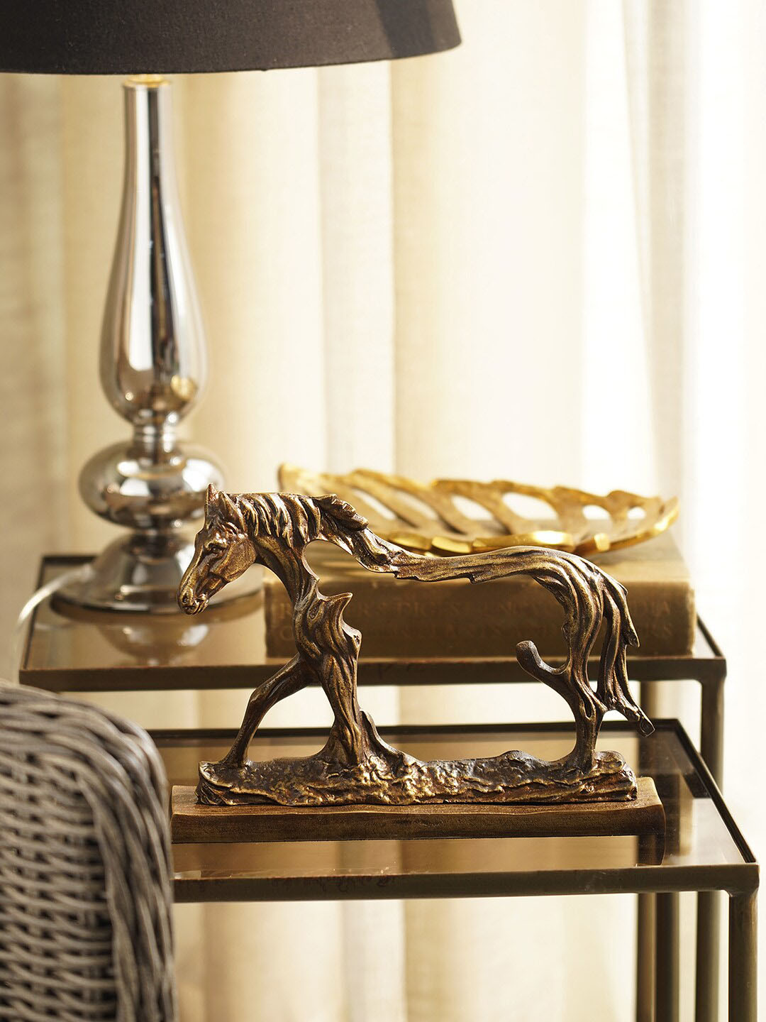 

Pure Home and Living Brown Antique Horse Figurine Silhouette Showpieces