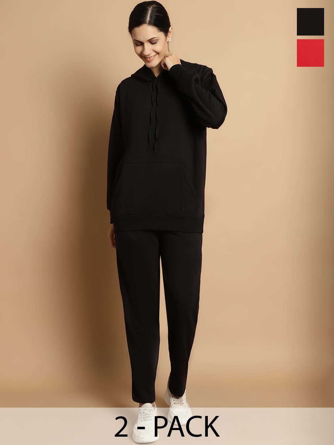 

VIMAL JONNEY Pack Of 2 Hooded Fleece Tracksuits, Black
