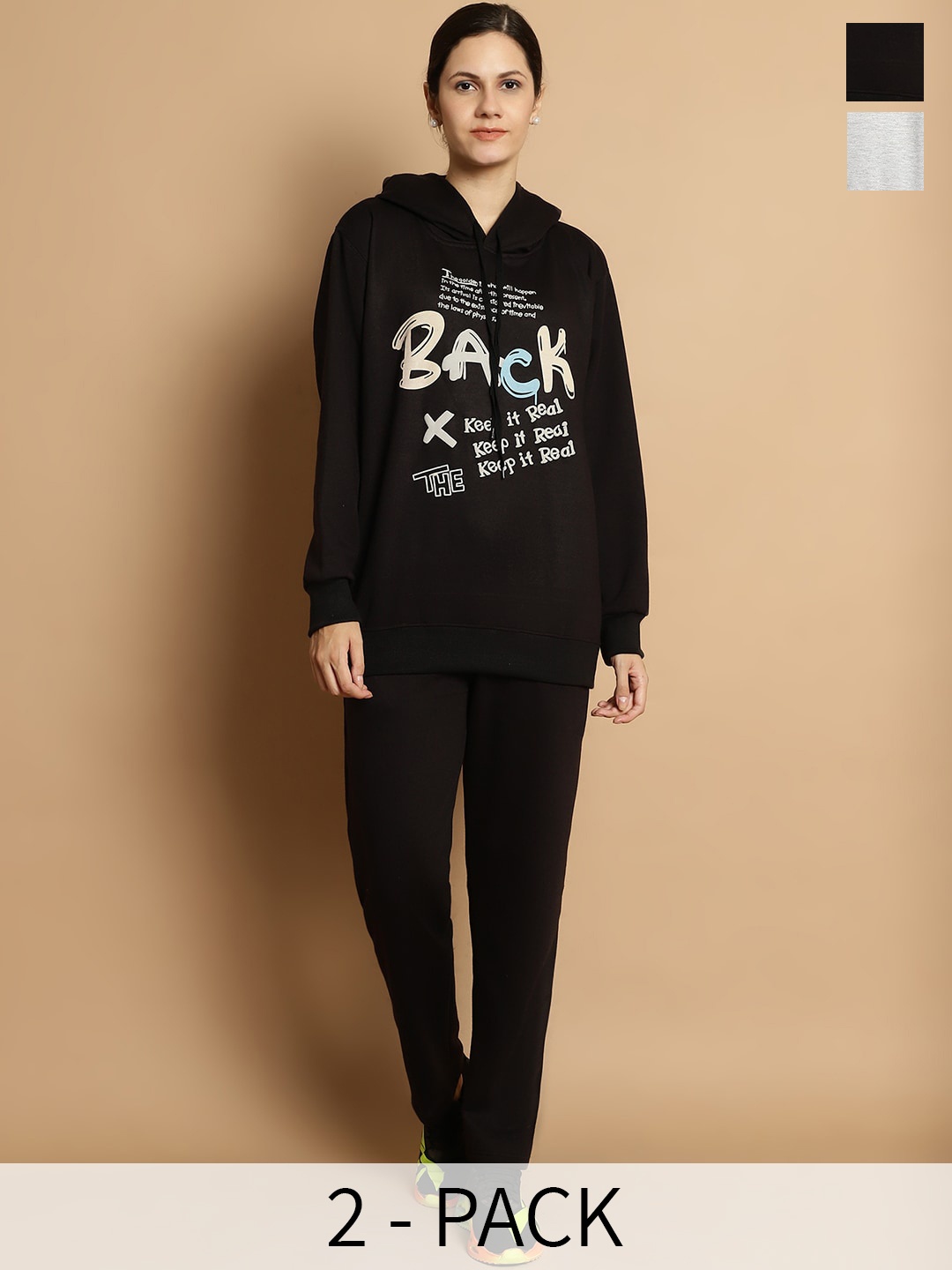 

VIMAL JONNEY Women Pack Of 2 Mid-Rise Tracksuits, Black