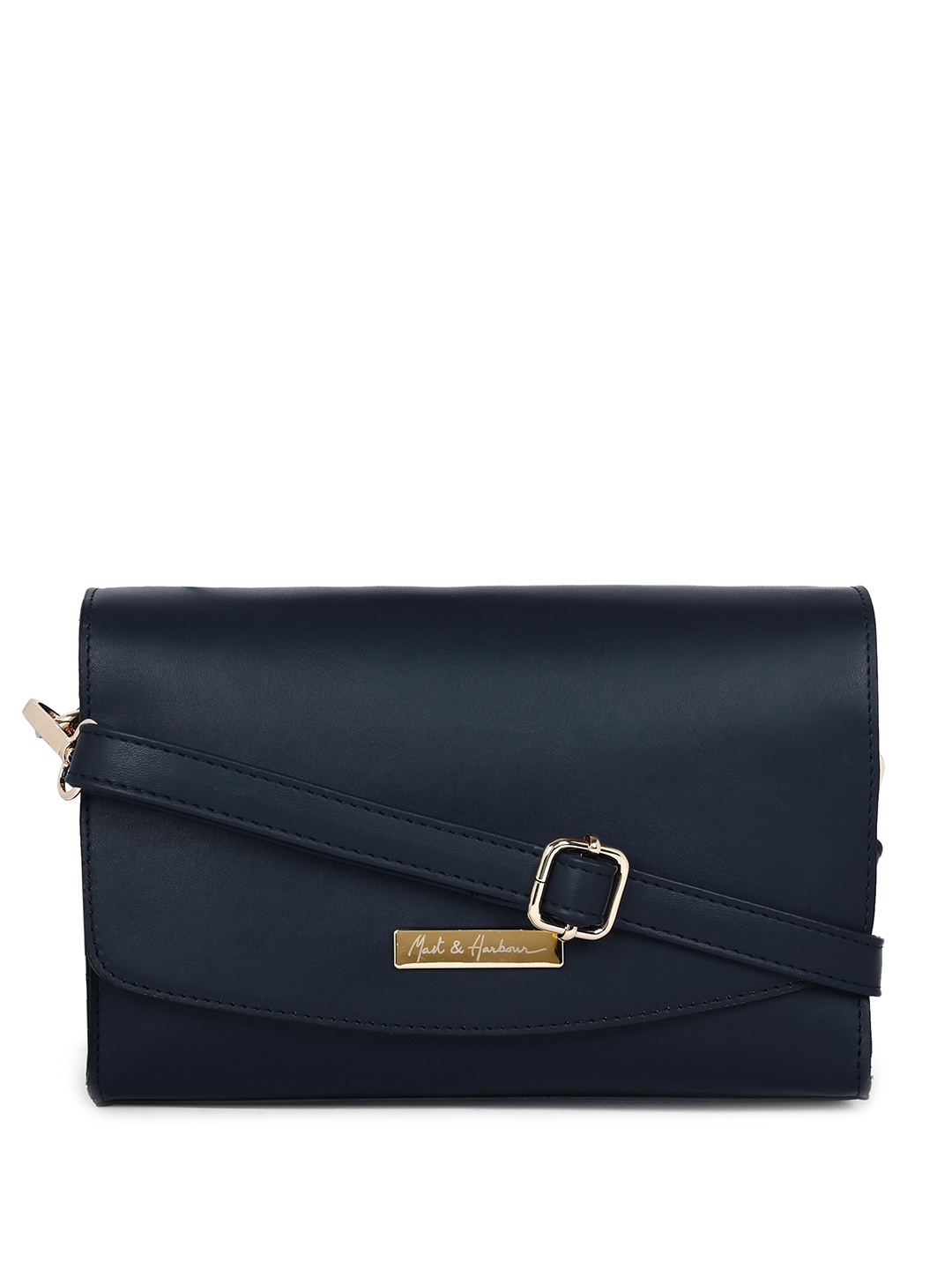 

DressBerry Navy Blue Textured Structured Sling Bag