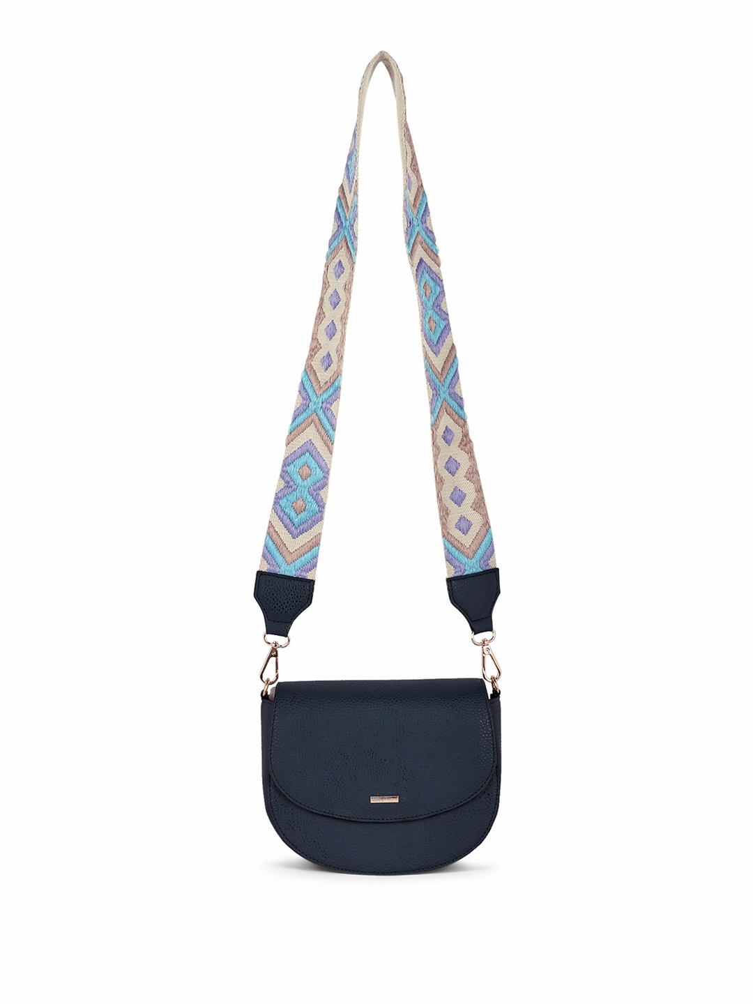 

DressBerry Navy Blue Synthetic Leather Textured Miniature Sling Bag