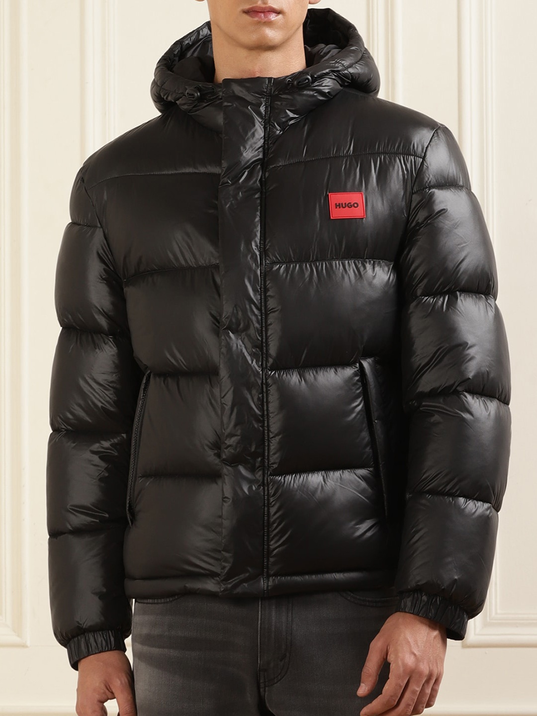 

HUGO Hooded Puffer Jacket, Black