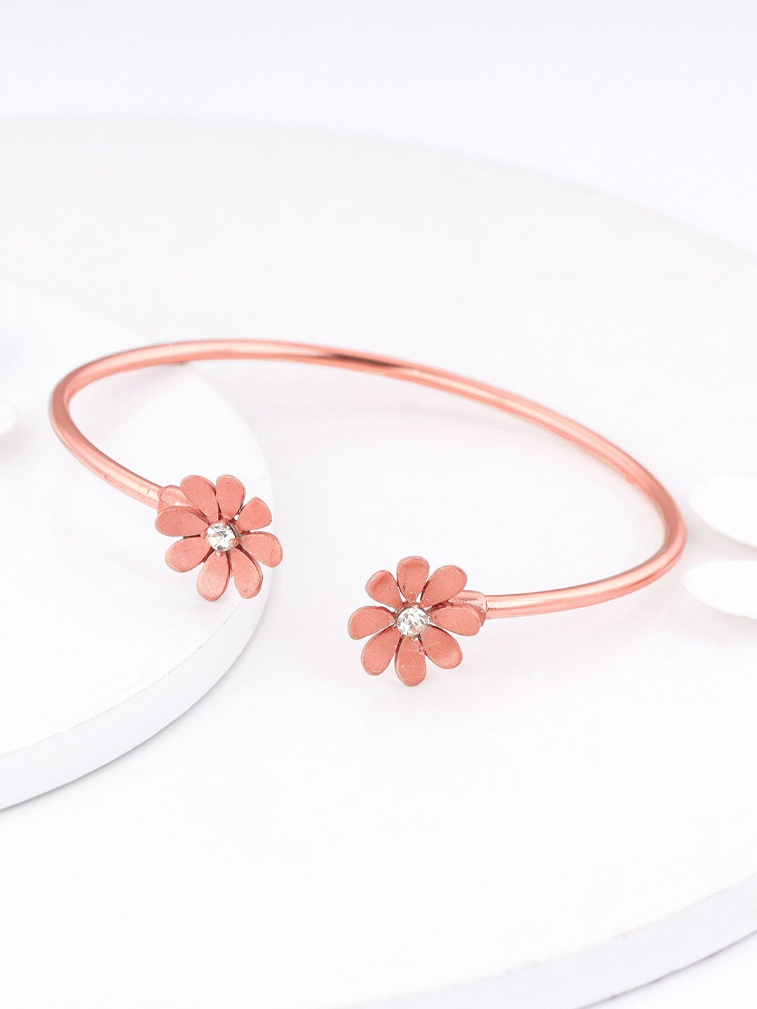 

GIVA Rose Gold-Plated Stone-Studded 925 Sterling Silver Cuff Bracelet