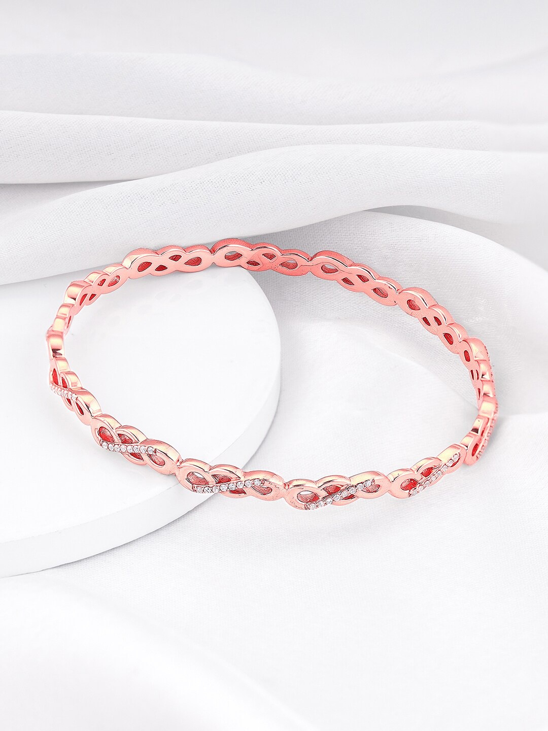 

GIVA 925 Sterling Silver Rose Gold Plated American Diamond Studded Bangle