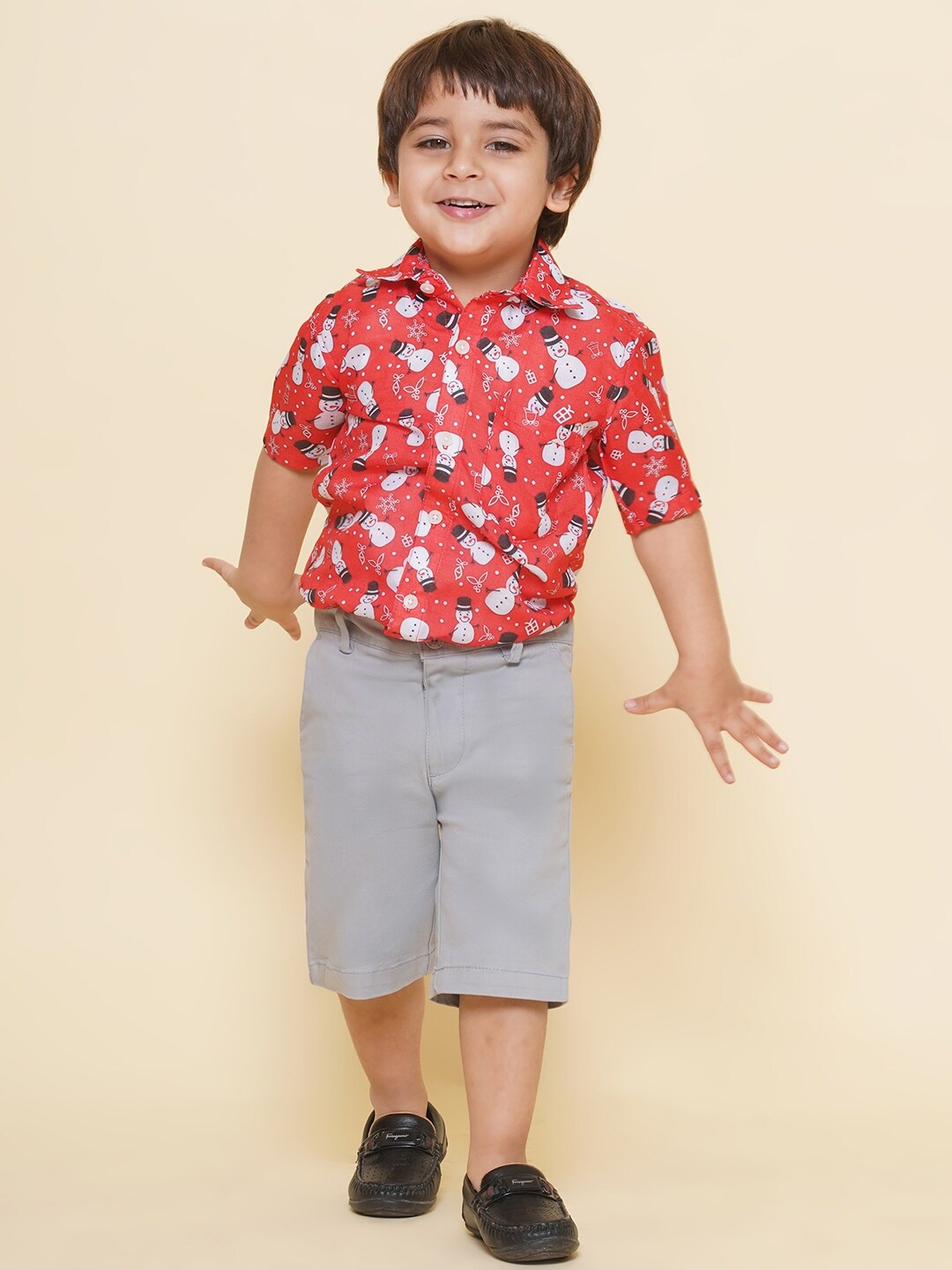 

Sethukrishna Boys Conversational Printed Casual Cotton Shirt, Red
