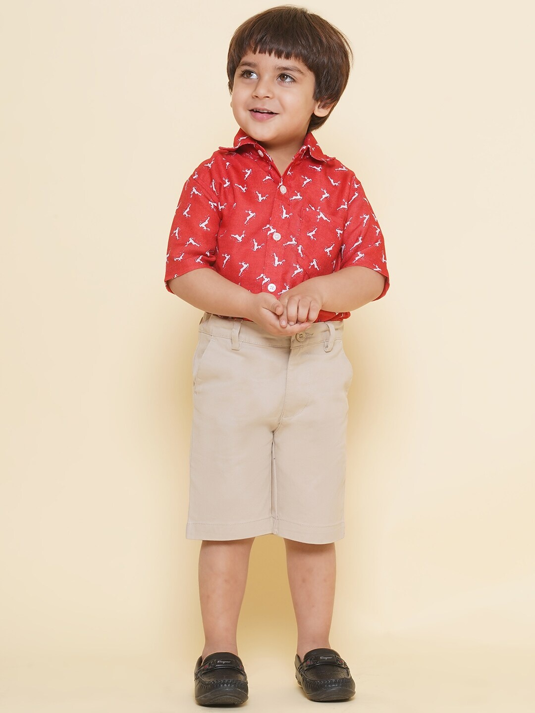 

Sethukrishna Boys Conversational Printed Cotton Casual Shirt, Red