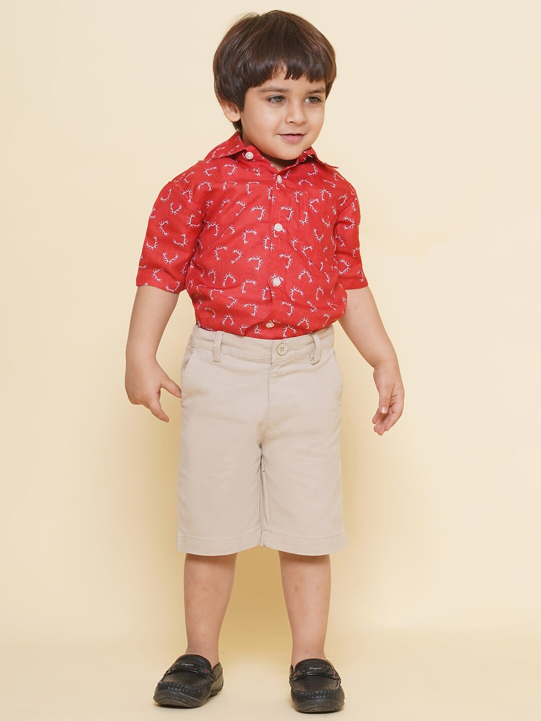 

Sethukrishna Boys Conversational Printed Cotton Casual Shirt, Red