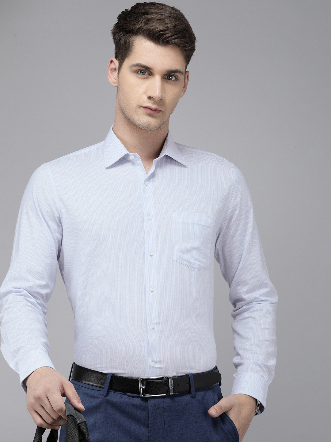

Van Heusen Slim Fit Opaque Striped Formal Shirt, Blue