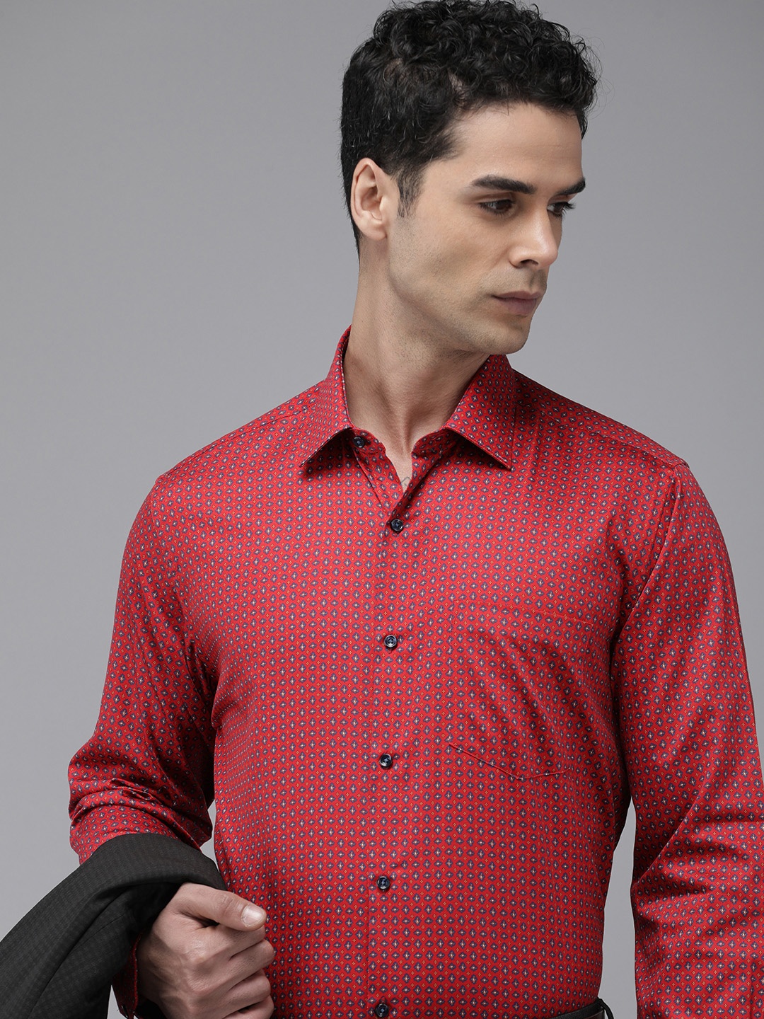 

Van Heusen Pure Cotton Custom Opaque Printed Formal Shirt, Red