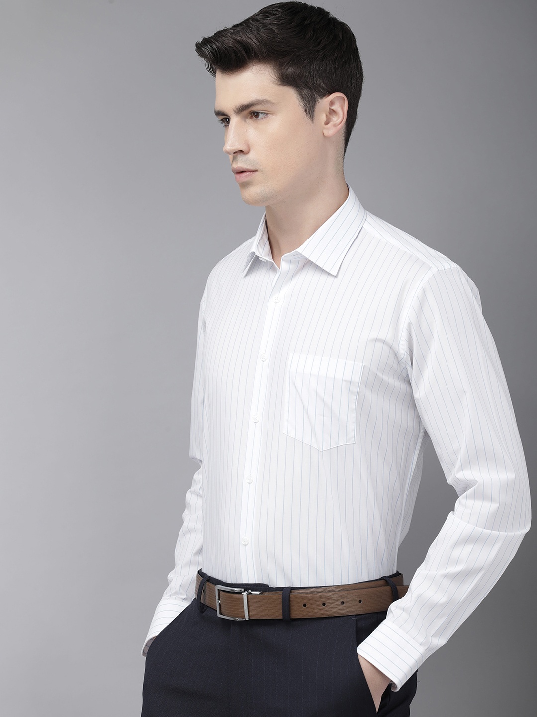 

Van Heusen Men Slim Fit Striped Formal Shirt, White