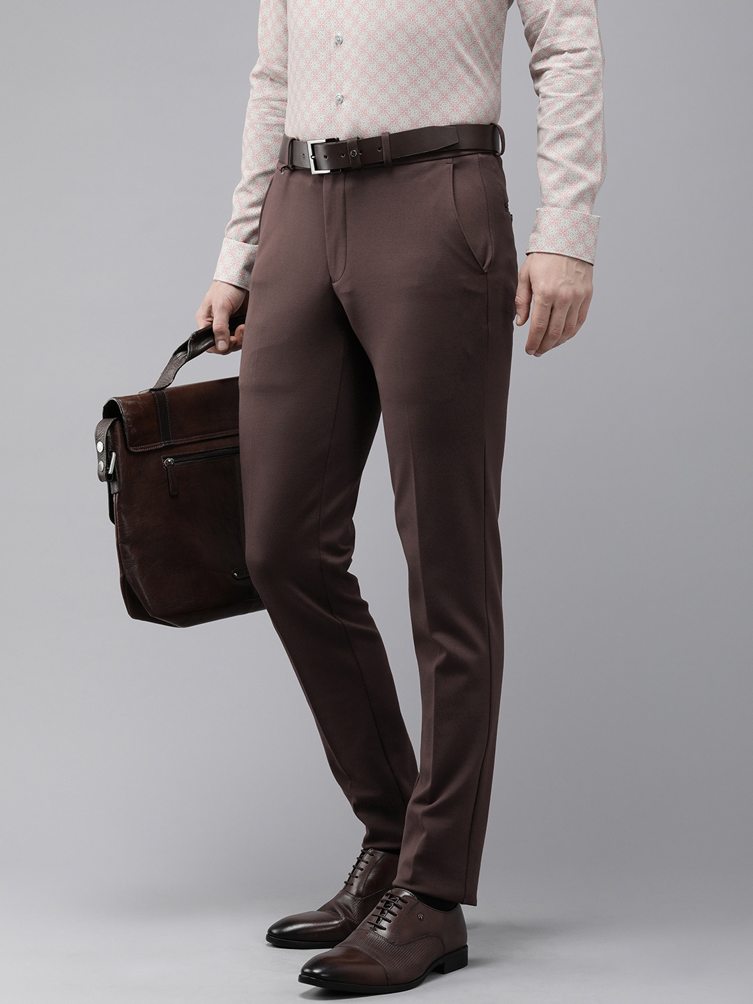 

Van Heusen Men Skinny Fit Formal Trousers, Brown